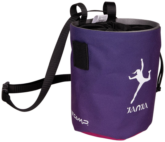 Camp Polimago Janja Chalk bag, with Janja Garnbret inspired logos, purple