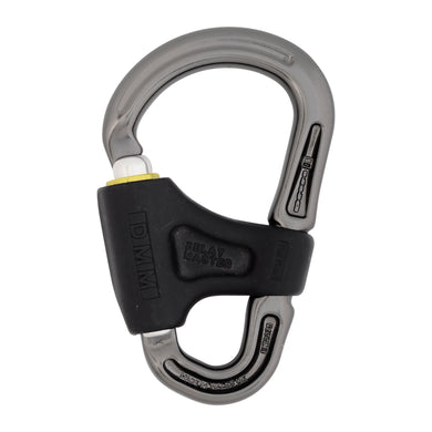DMM belay master HMS screwgate belay carabiner with crossload prevention, grey/yellow