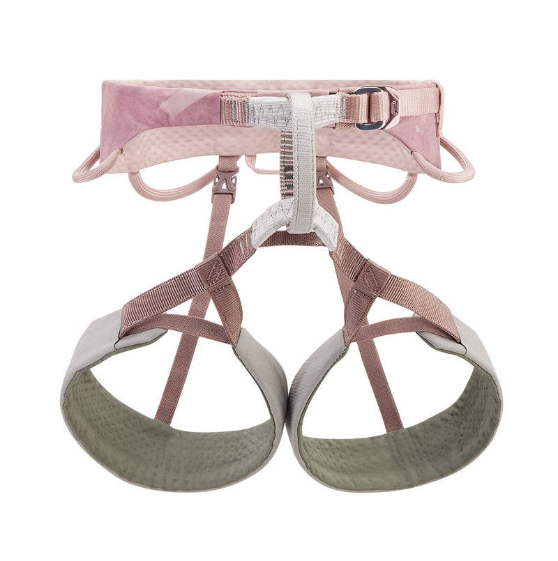 Load image into Gallery viewer, Pink and gray climbing harness on a white background
