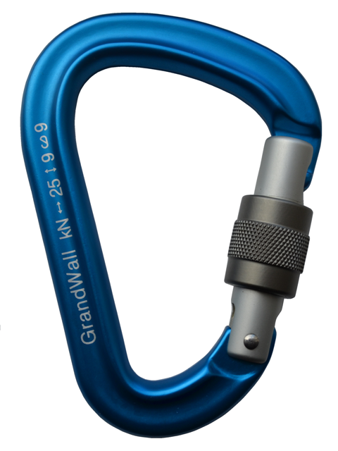 Grandwall Equipment Cerberus Screwgate Climbing Carabiner, blue