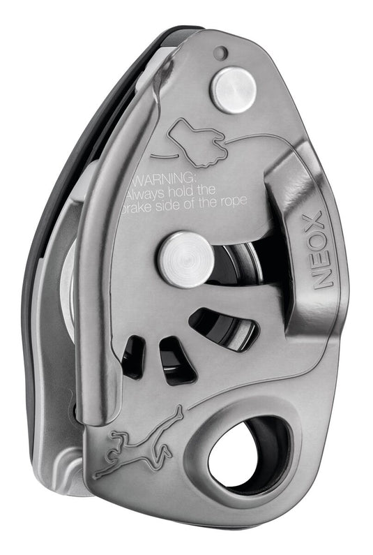 Petzl Neox cam-assisted braking belay device, grey