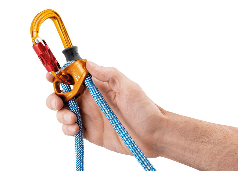 Load image into Gallery viewer, Petzl Dual Connect Adjust climbing lanyard, shown with S&#39;md locking carabiner

