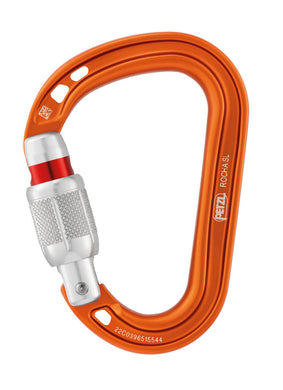 Petzl Rocha compact screwgate carabiner, orange, unlocked