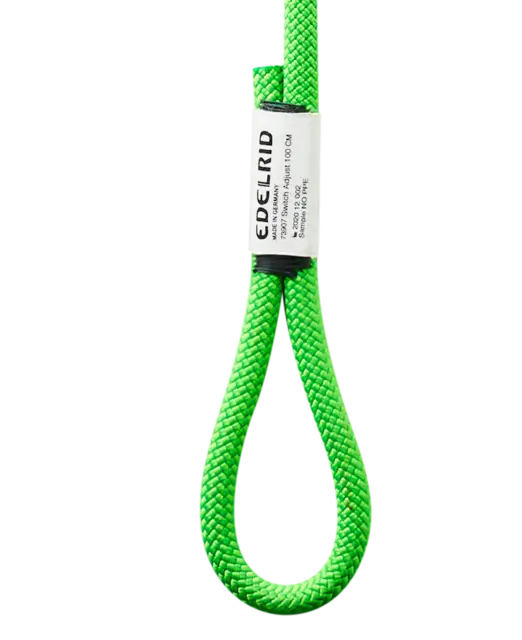 Edelrid Switch Adjust Personal Lanyard, close up of sewn end loop