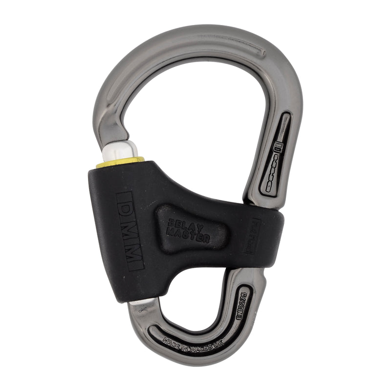 Load image into Gallery viewer, DMM belay master HMS screwgate belay carabiner with crossload prevention, grey/yellow
